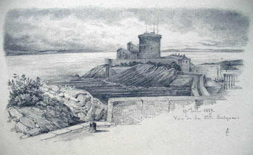 Вид с берега на форт Сокоа (Альбом чертежей и рисунков Э.И. Жибера из собрания Гатчинского дворца).